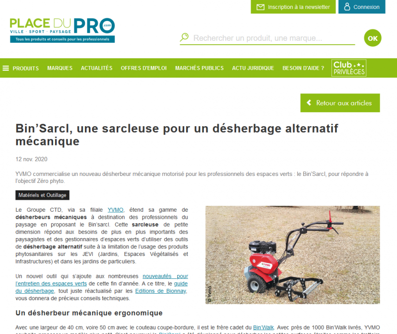 Article de presse sur le Bin'sarcl